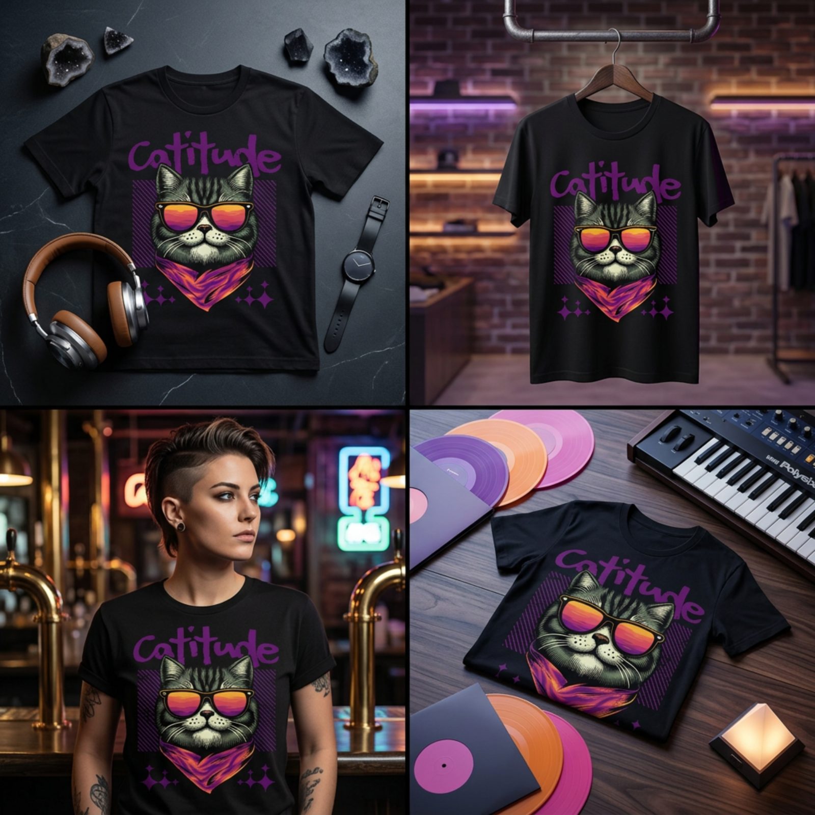 T'DAA Catitude graphic tee lookbook