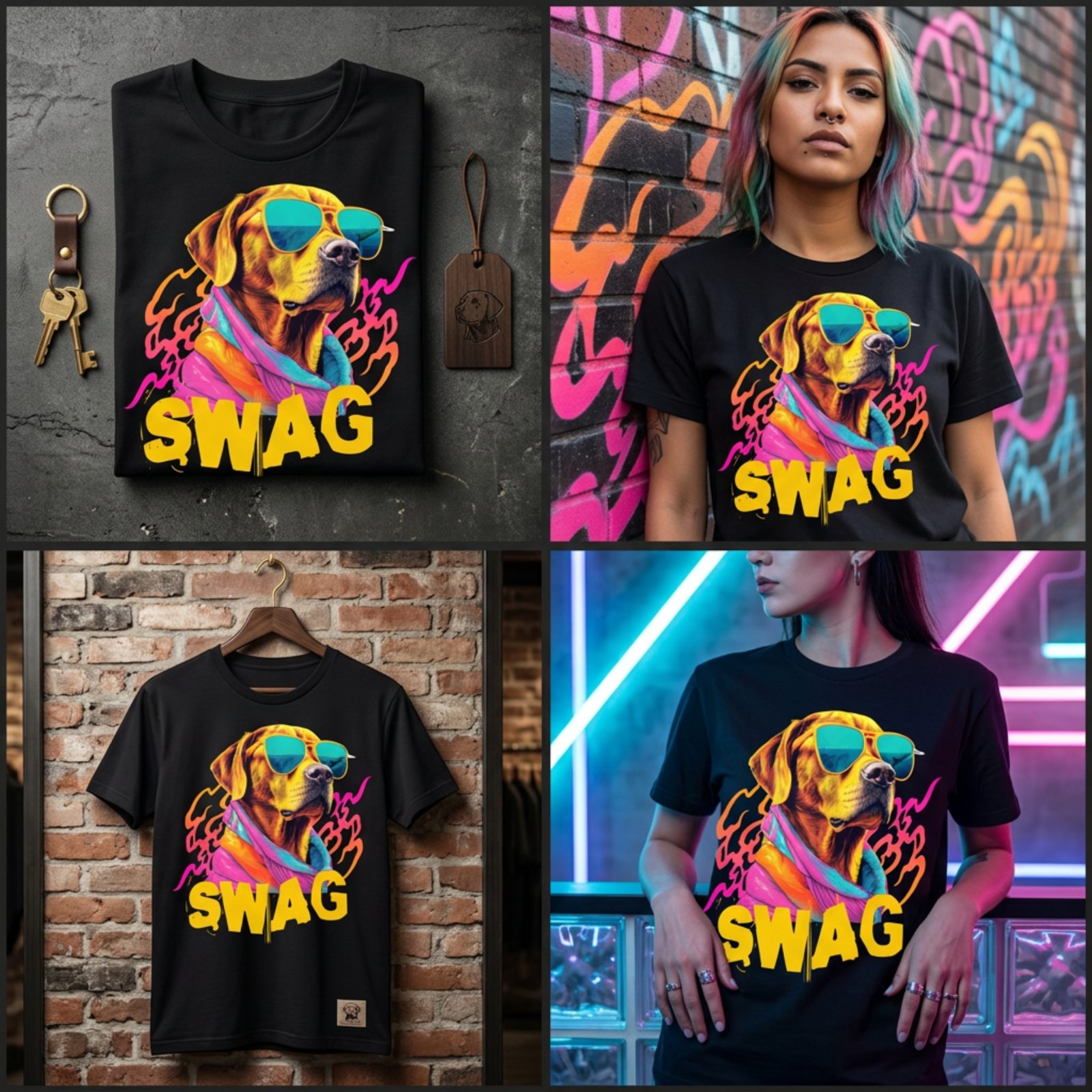 T'DAA Golden Retriever graphic tee lookbook